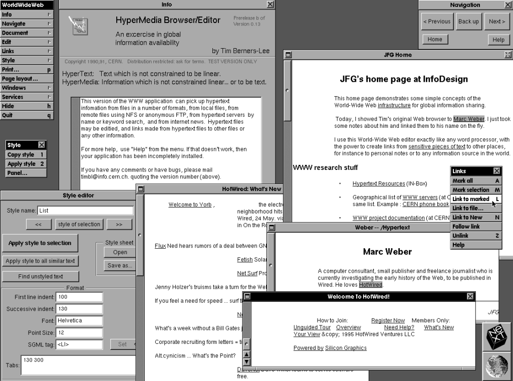 Oberfläche des ersten Web-Browsers von Tim Berners-Lee